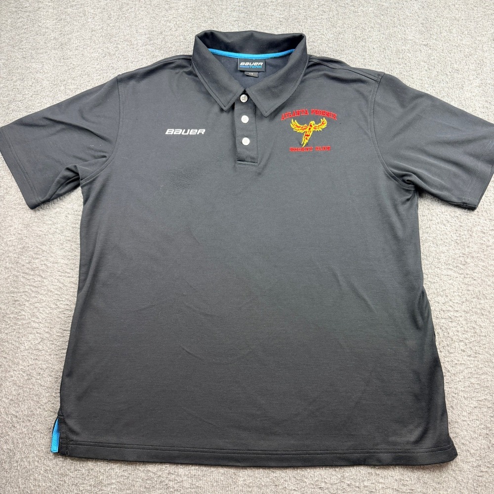 Bauer Team Atlanta Phoenix Hockey Club Polo Shirt Men's Large Black Short Sleeve